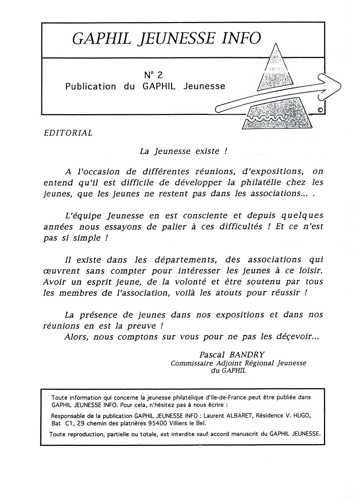 GAPHIL Info Spécial Jeunesse n°02 de juin 1993.